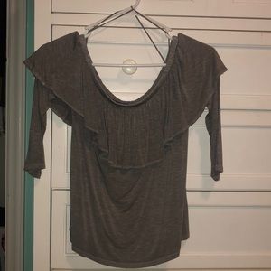 Gray off the shoulder shirt